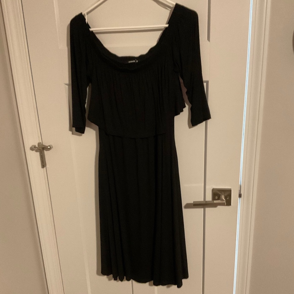 Black off the shoulder knit dress